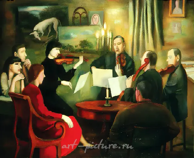 Home Concert, 1986, canvas, oil, 150x180 Author`s property