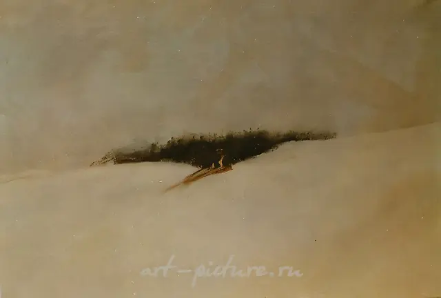 冬季《俄罗斯》，1987年，布面油画，60×80。作者自藏。