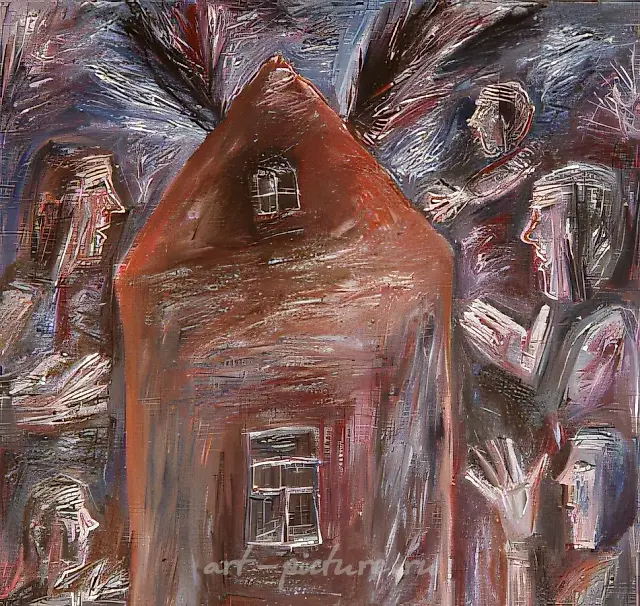 乡村人，1988年，布面油画，120x120。作者自藏。