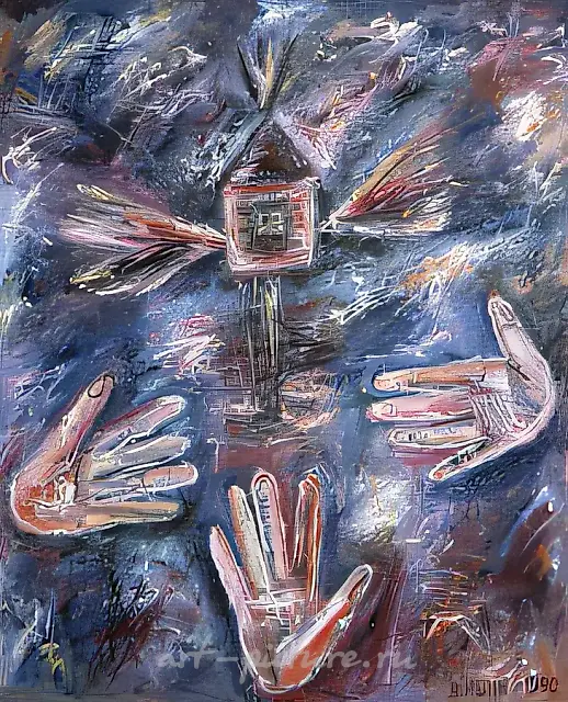 被带走的房子，1990年，布面油画，120×100厘米。作者自藏。