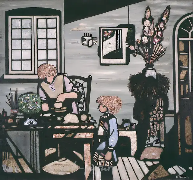 Ceramists, 1991, canvas, oil, 110x120