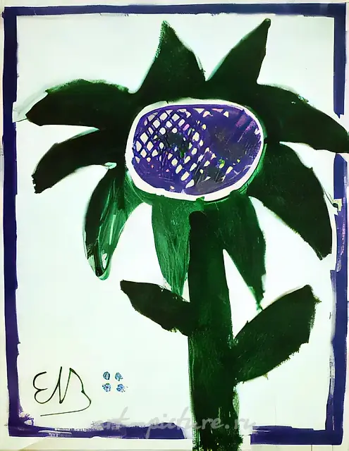 绿色玫瑰，1988年，布面油画，120×100厘米。私人收藏。