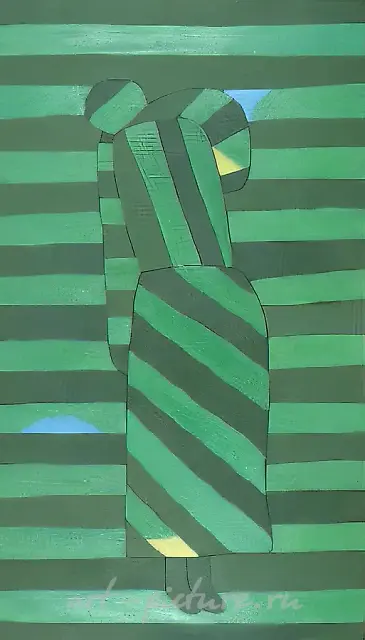 草地，1992年，布面油画，90×180厘米。俄罗斯国家特列季亚科夫画廊藏。莫斯科。