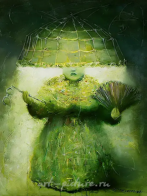 Лампа, 1990, холст, масло, 100х80, $600 (эскиз к работе), Собственность автора. Не продается.
