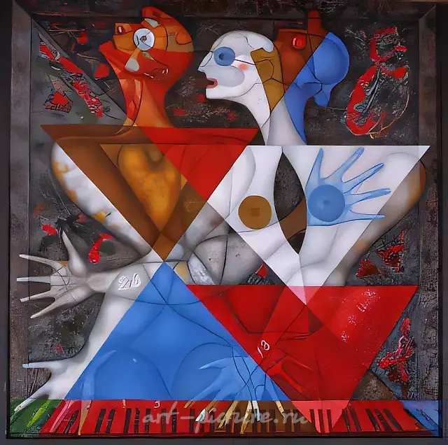 艺术家与评论家，1992年，布面油画，120×110