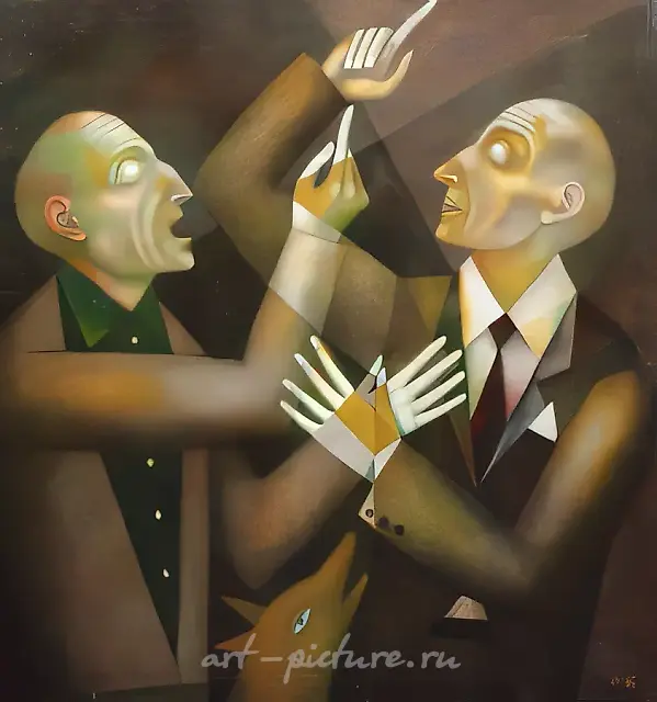 盲人，1992年，布面油画，80×80