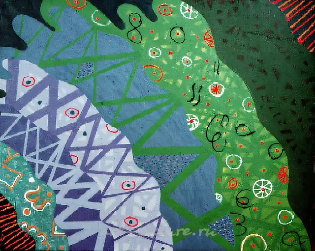 构图二，1991年，布面油画，120×160厘米。作者自藏。