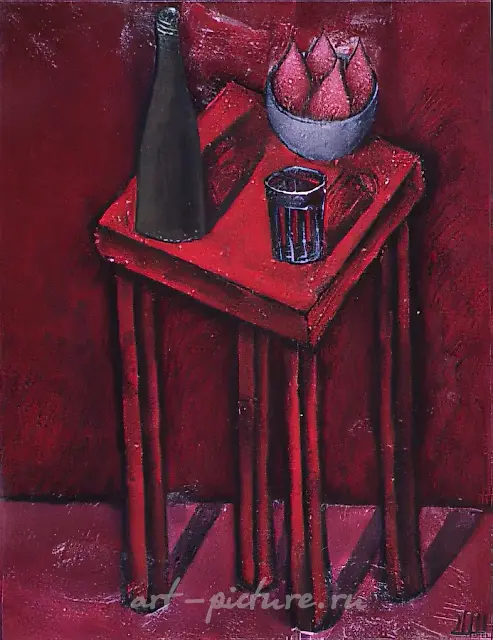 静物与黑色玻璃杯，1992年，布面油画，80×60厘米。私人收藏。伦敦。