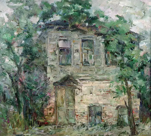 老房子，1991年，布面油画，70x80厘米。私人收藏。德国。