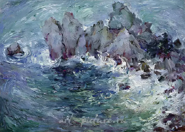 海景，1993年，布面油画，50×70。作者收藏。