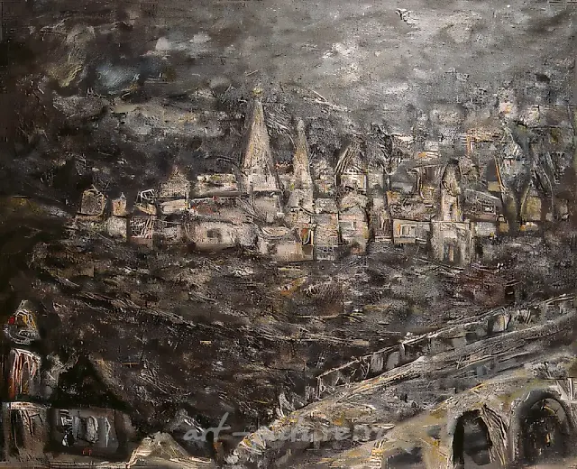 老河道，1992年，布面油画，80×100厘米。作者自藏。