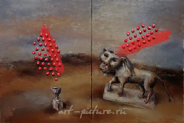 顿巴斯地区，1992年，布面油画，54x77。作者自藏。