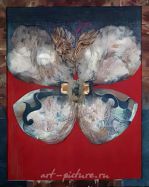Rare Buttefly, 1993, textual composition, silk, hand weaving, painting, 110x95 Author`s property