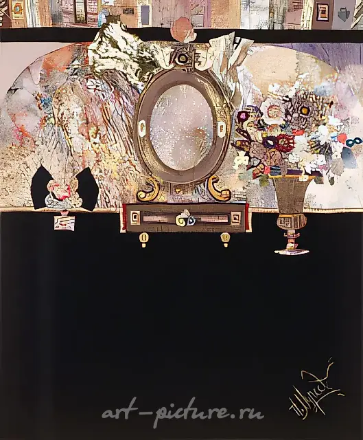 Bygone Treasures, 1997, painting on silk, hand quilted, 154 x 180 cm Author`s property