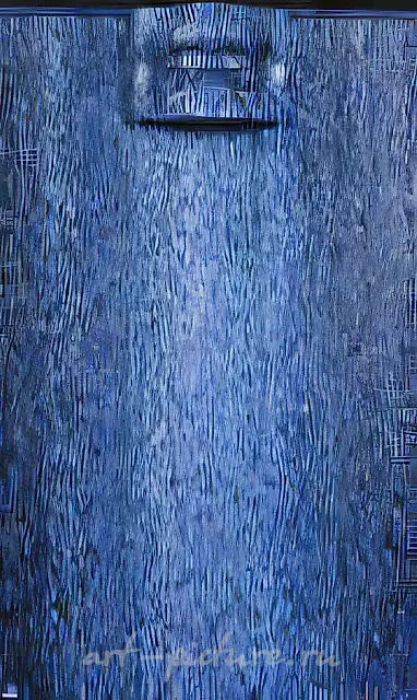 Night Rain, 1990, canvas, oil, gypsum, 90x50. Author`s property