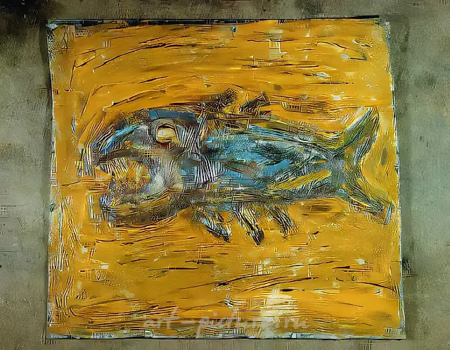Pirania, 1983, ruberoid, oil, 40x50