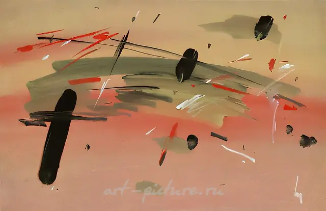 水平节奏，1988年，纸本，水粉，30×40厘米。作者自藏。