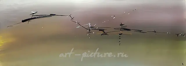 未知领域№1，1990年，纸本，水粉，35x93厘米。作者所有。