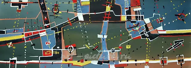 村角2号，1990年，纸本，水粉，35×94厘米。作者收藏。