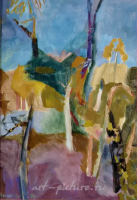 Trees. Tarusa, 1990, canvas, oil, 50x35 Author`s property