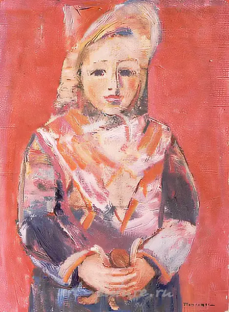 Ksiusha with a Doll, 1984, canvas, oil, 46x34 Author`s property