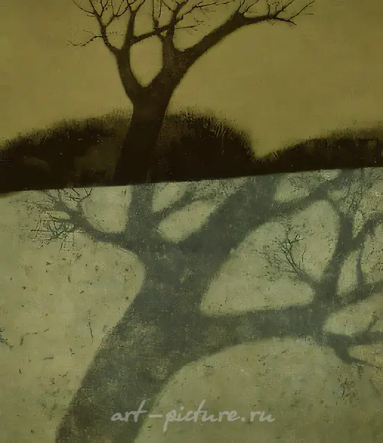 Shadow on Snow, 1993, coloured aquatint, 41x35 Aurhor`s property