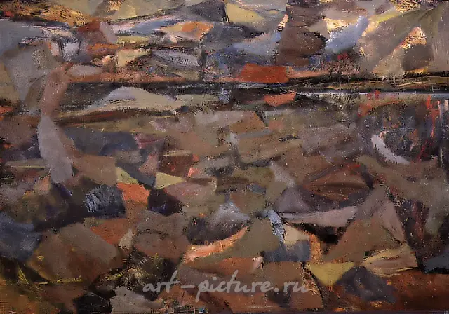 Sunset at a Pond, 1988, orgalyth, oil, 57x80 Author`s property