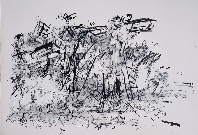 Calvary	, 1961, paper, ink, pen, reed,  43x61,2