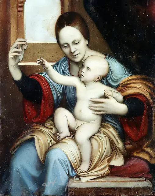 Madonna with a Mirror, 1993, levkas, oil, 24x19 Author`s property