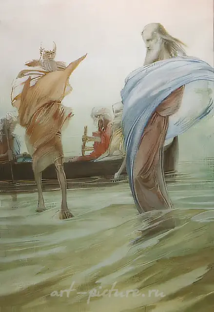 Walking upon the Water, 1994, paper, water-colour, 75x50 Author`s property