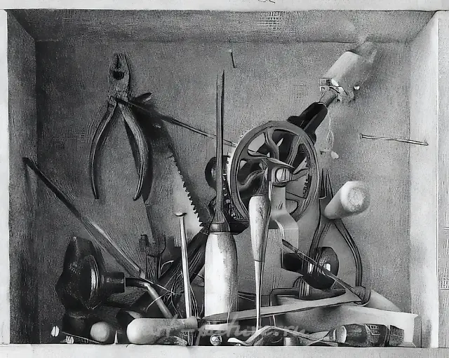 Instruments, 1975, paper, indian ink, pen, 34,5x42 Property of "Art Modern" Gallery. Moscow
