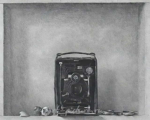 Old Camera, 1976, paper, indian ink, pen, 34x41,5 Author`s property