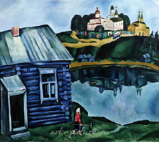 Ферапонтово. Синяя изба, 1971, холст, масло, 80х90. Собственность автора
