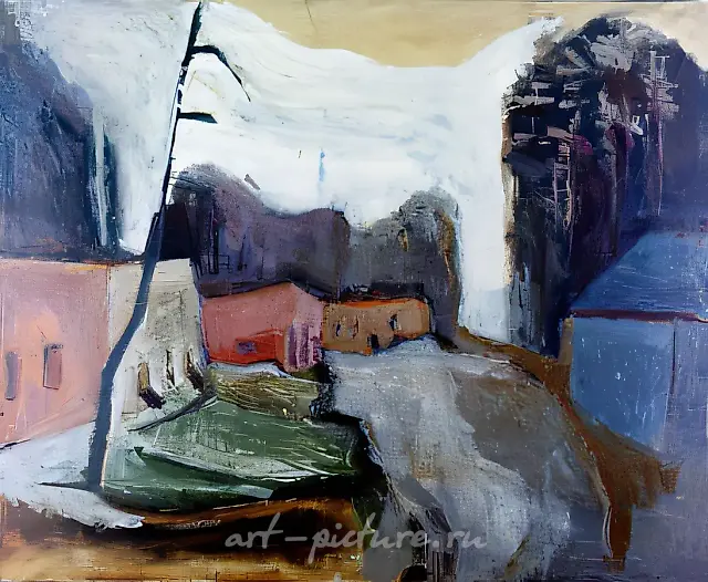 冬之世界，1989年，布面油画，110×86厘米。私人收藏。拉文纳，意大利。