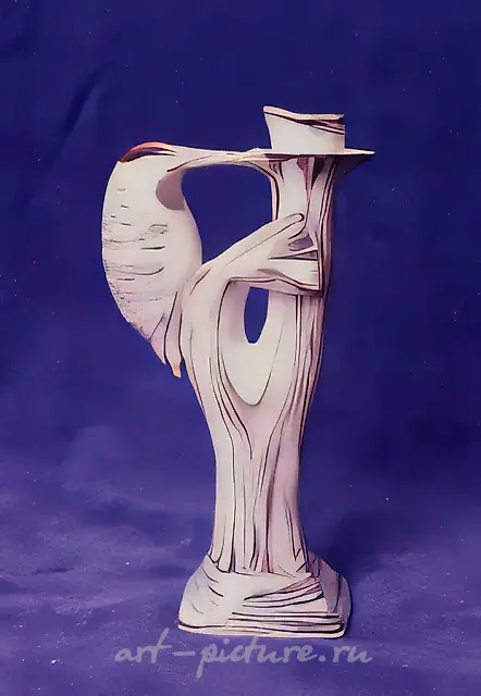 Подсвечник с дятлом, 1990, фаянс, 21х11х6. Частная коллекция. Москва