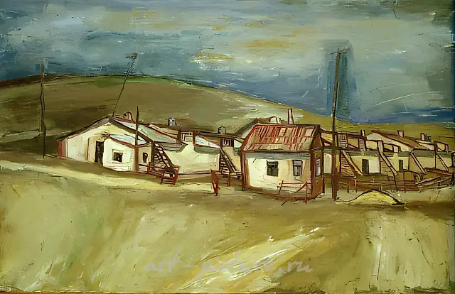 牧羊场，1988年，布面油画，80×120。作者自藏。