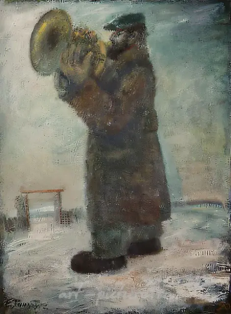 号手，1990年，布面油画，85×110。作者自藏。