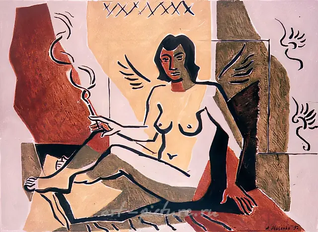 Nude with a Cigarette, 1992, canvas, oil, 75x100 Author`s property