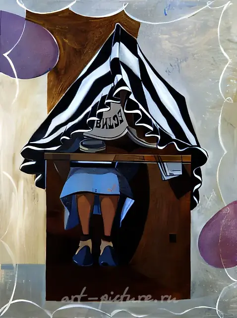 "Houte couture", 1995, canvas, oil, 90 x 70 cm Author`s property