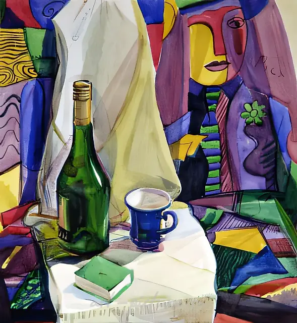 Still-life with Picasso’s shawl, 1995, paper, water-colors, 49 x 44 cm Author`s property