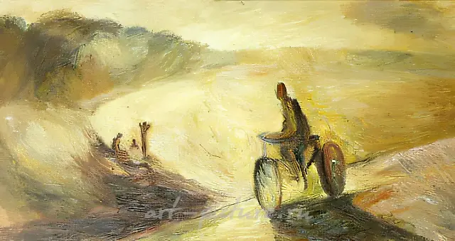 Bicycle-rider, 1976, canvas, oil, 45x80 Author`s property