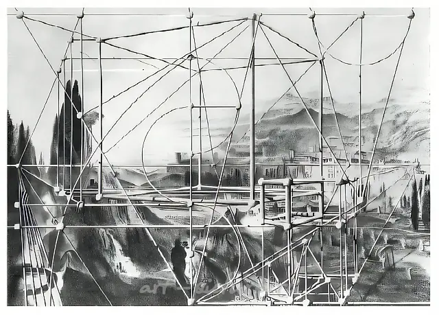 风景画，1982年，纸板，铅笔，60×80厘米。作者所有。