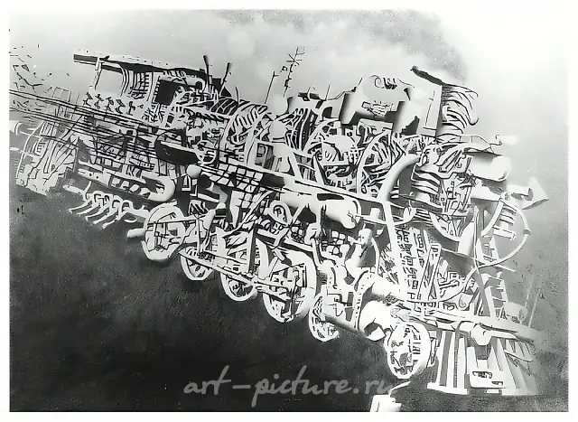 火车头，1979年，纸板，铅笔，60×80厘米。作者所有。