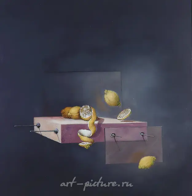 漂浮的柠檬，1990年，布面油画，100×100