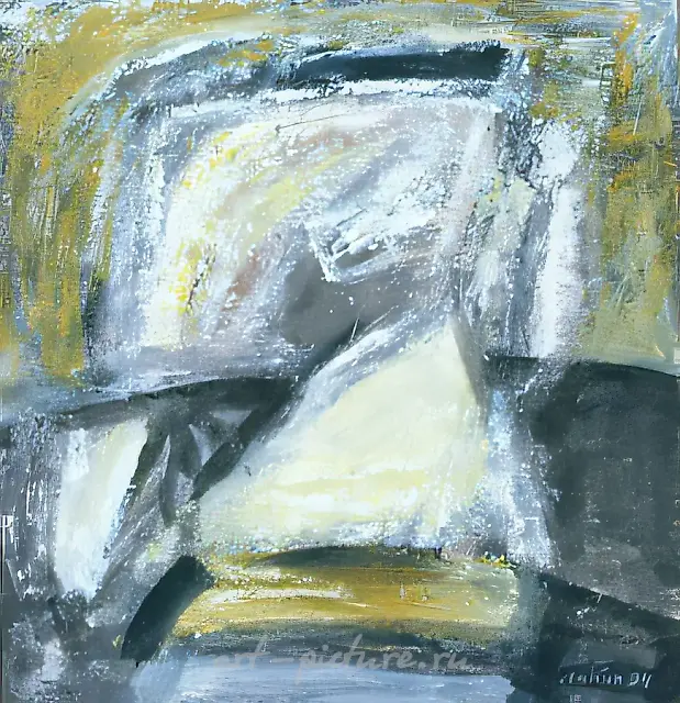 天空下的金字塔，1994年，纸板，丙烯，58×49厘米。作者自藏。