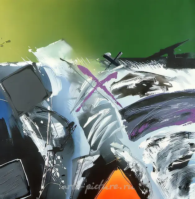 水的混合，1990，布面油画，120×120