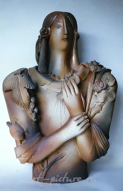 Autumn, 1987, chamotte, angobe, glaze, height 70 Private collection. Australia