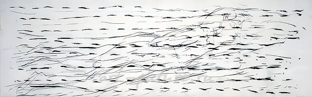 Бара II, 1994, пастель, уголь, графит, холст, 65х207