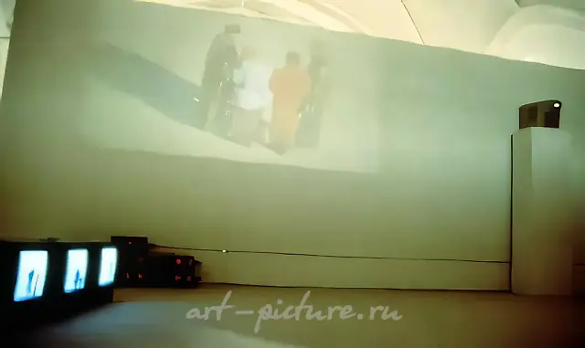 This World is Passing. General view of installation, 1995, Five video-channels,   Author’s property