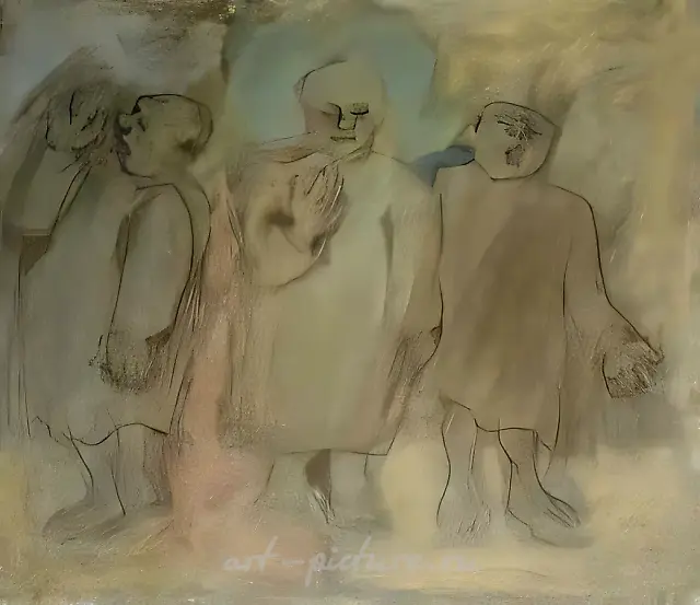 髑髅地。选自《圣经循环一》，1993年，纸本，粉彩，炭笔，50×53.5厘米。莫斯科国立特列季亚科夫画廊藏。